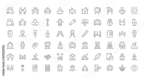 Vector Icons Set of Universal thin line icons set for web and mobile applications. EPS Editable