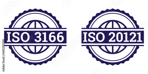 ISO 3166 and ISO 20121 Certification Badge Icons for Global Standards