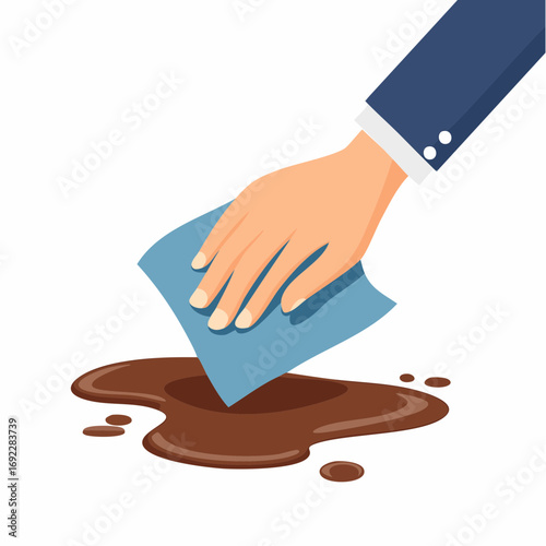 Hand Cleaning Dark Stain On White Background