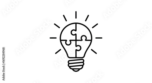 Light bulb made of puzzle pieces represents idea