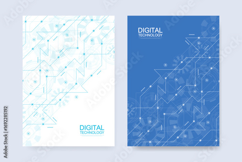 Abstract digital technology cover template design for a report and brochure, flyer, leaflets, poster, header, banner, website, presentation. Vector illustration