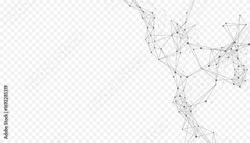 Abstract tech network connection dots. Digital technology and big data analysis background. White background with plexus lines. Geometric background with abstract mesh