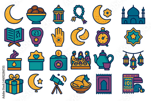Festive symbols and elements representing cultural traditions and celebrations at night gatherings in a vibrant design