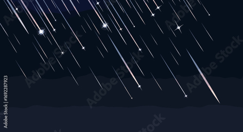 Witness the majestic beauty of a meteor shower streaking across the dark night sky a celestial spectacle of falling stars