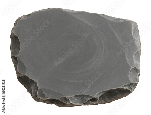 Flat grey chert piece with conchoidal fracture