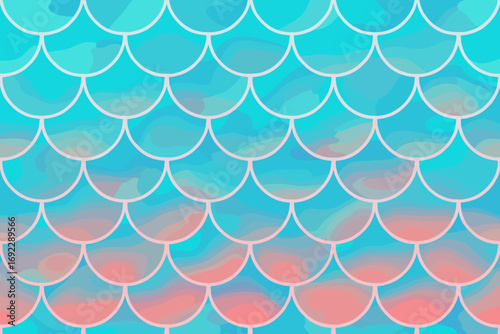 Colorful mermaid scale pattern featuring shades of turquoise and pink for a vibrant underwater theme