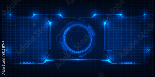 Vector illustrations Futuristic hi-tech digital space and layout with digital HUD and circuit connecting network for product advertising showcase.Futuristic digital technology concepts.