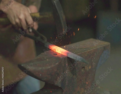 Blacksmith forging metal