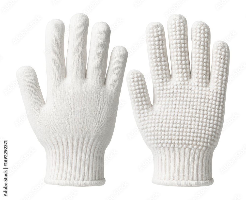 Obraz premium Pair of white cotton gloves with PVC dots