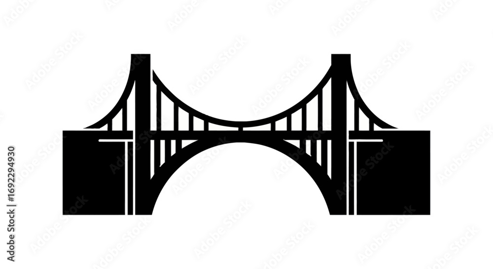 Fototapeta premium Minimalist vector illustration of a bridge. High-resolution silhouette, separate layers, no text. Perfect for strength and connection concepts.