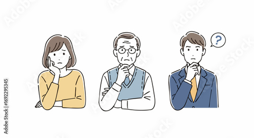 Worried family members pondering tough decisions, seeking answers and solutions together now, anxious