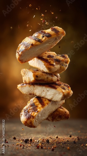 Grilled chicken fillet pieces