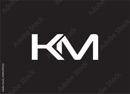 KM latter ligature typography logo design template