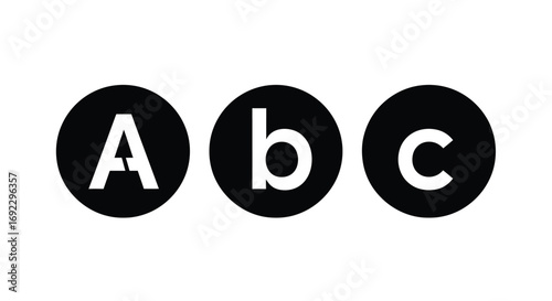 Three black circles, each containing a white uppercase and lowercase letter: A, b, and c.