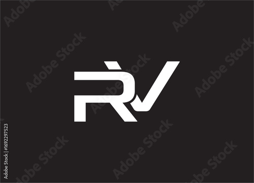 RV latter ligature typography logo design template