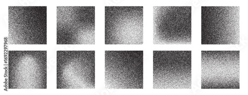 Collection of square mezzotint textures featuring a grainy, stippled gradient effect