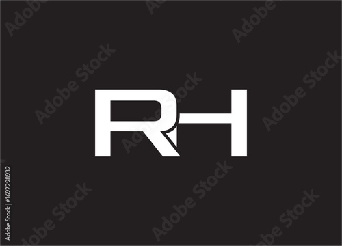 RH latter ligature typography logo design template