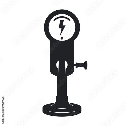 Vintage electrical meter with lightning bolt symbol on dial