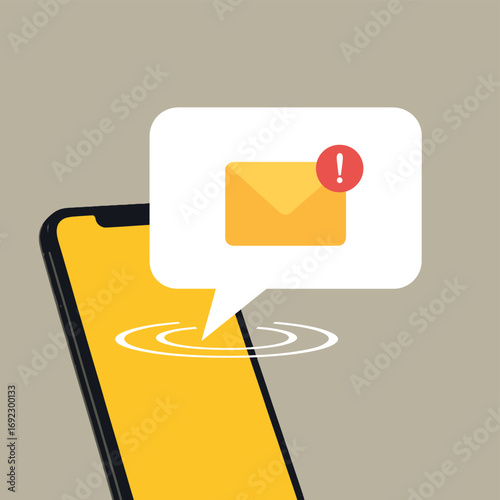 Smartphone notification showing a new email message with a red alert badge