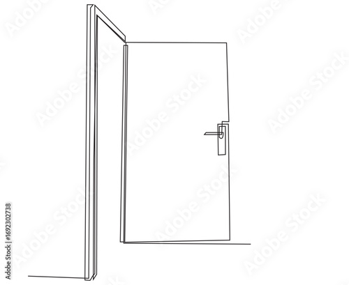 Open Door side view in one-line art