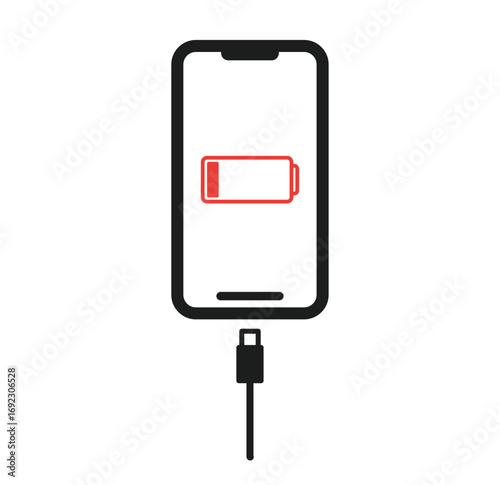 スマホの充電がもうすぐ切れるベクターイラスト