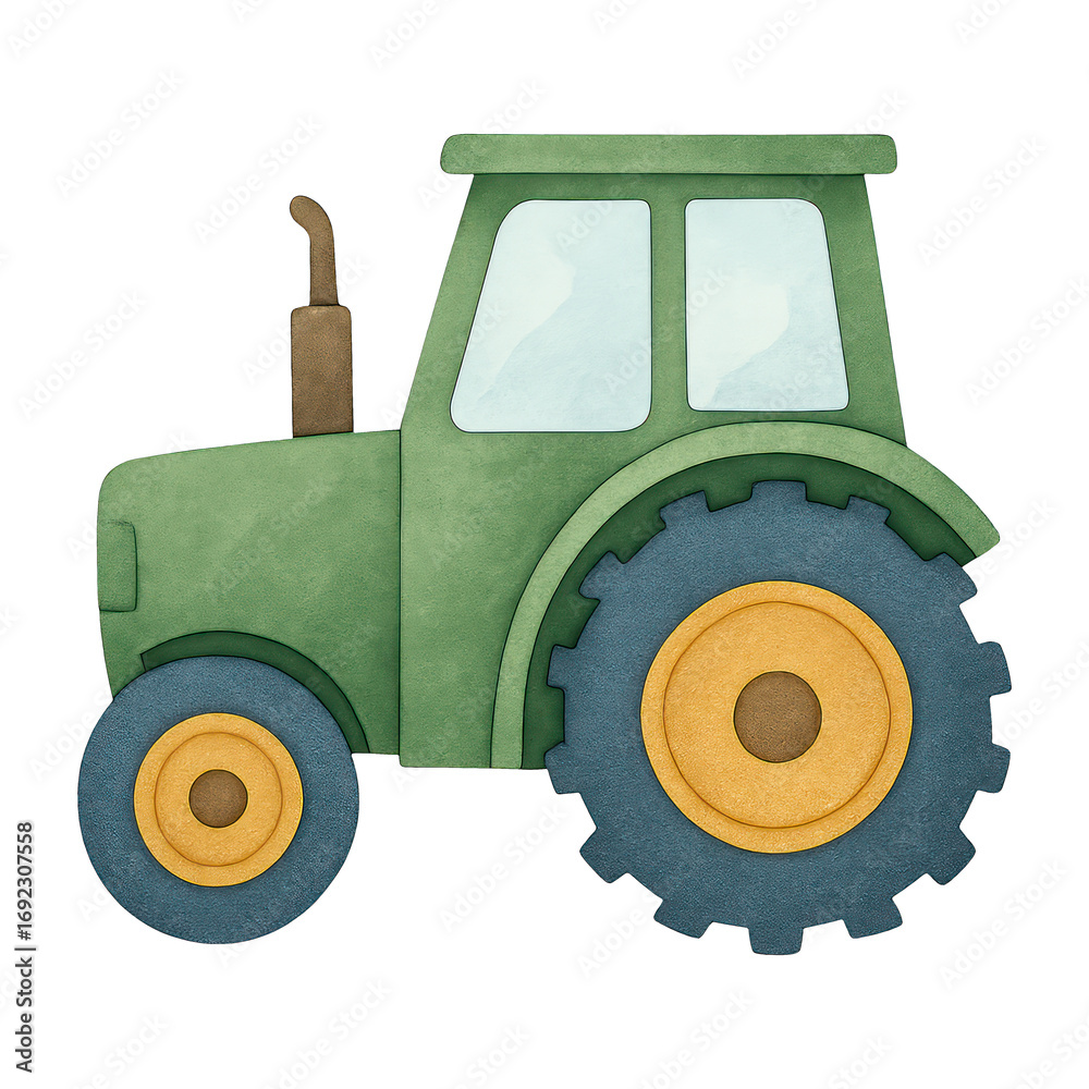Obraz premium PNG Colorful tractor illustration for children.