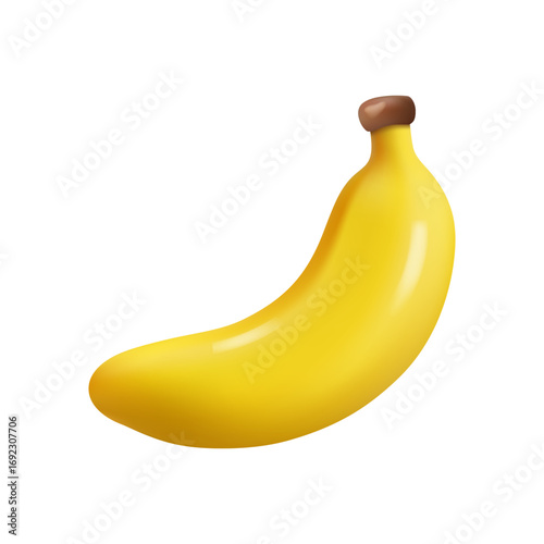 Organic banana, tropical exotic fruit for healthy dieting and nourishment. Vector isolated 3d ripe natural aromatic snack for making desserts and smoothies. Vegans and vegetarians meal