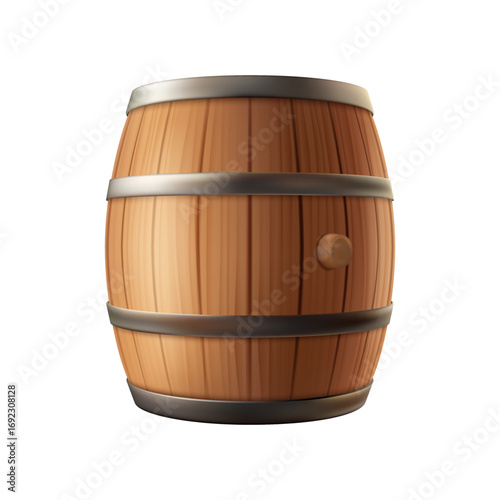 Fermentation process of beer production, wooden barrel with alcoholic beverage. Vector in realistic style, craft brewery of beer, cider or IPA, cognac or whiskey. Premium alcohol producing
