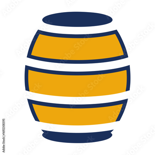 Simple barrel illustration with yellow and blue stripes