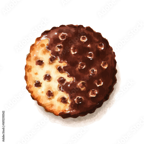 EPS painting design, Vector illustration set, My Watercolor illustration, chocolate dipped cookie painting isolated on a white background