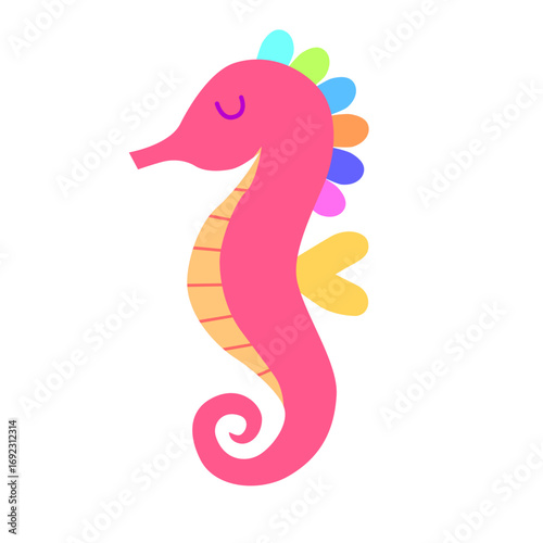 vector illustration of a cartoon seahorse EPS pink 