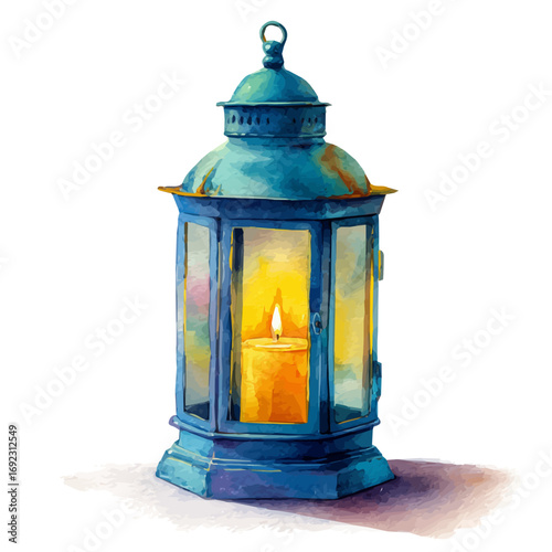2D design Vector illustration, My Watercolor, hand-painted, simple, festive lantern with candle painting illustration isolated on a white background, EPS format design. vector design	