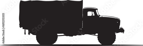 silhouette of abstract military truck