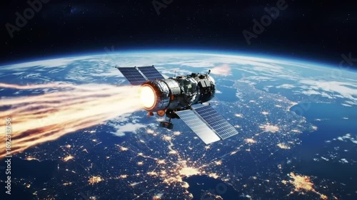 Wallpaper Mural emotional_Satellite_orbiting_Earth_with_glowing_ci_114 Torontodigital.ca