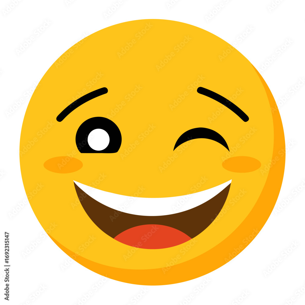 Fototapeta premium Winking face Emoji vector art on white backgroun