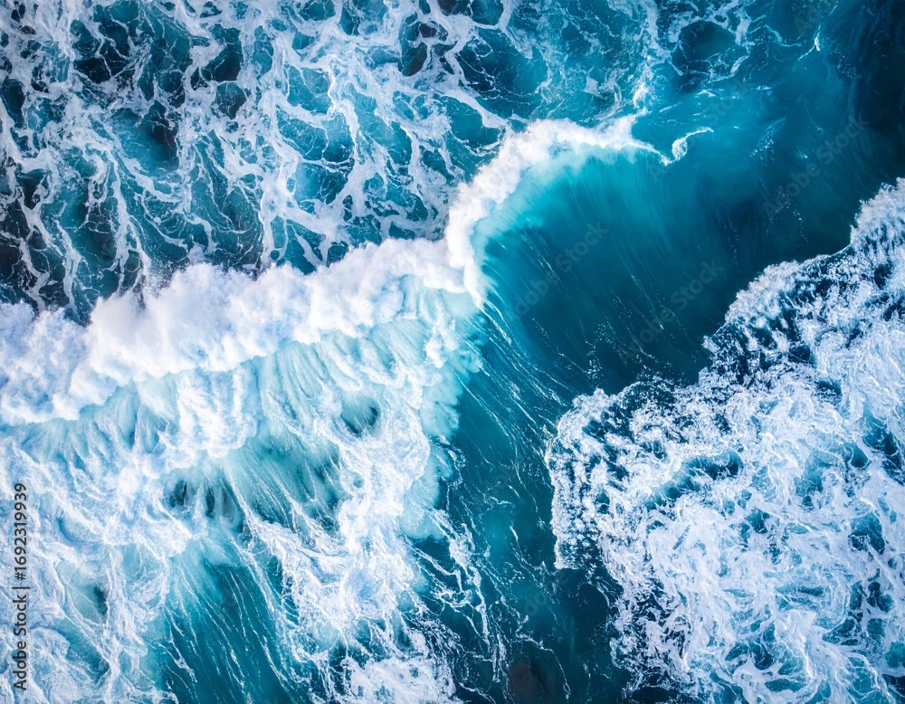 Fototapeta premium aerial view background of blue waves