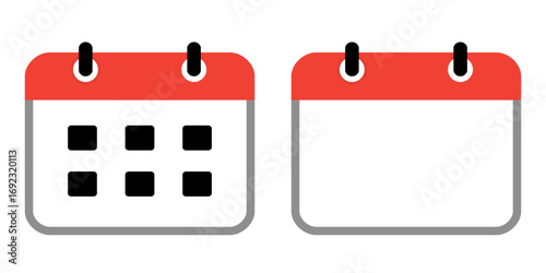 Flat calendar icon set – Simple editable calendar template for scheduling and planning.