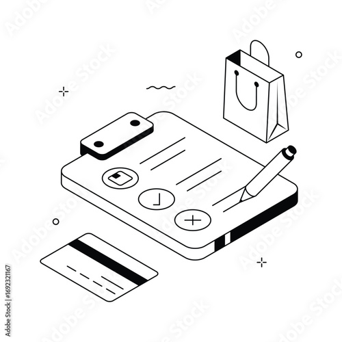 Get this amazing isometric illustration of shopping list in modern style