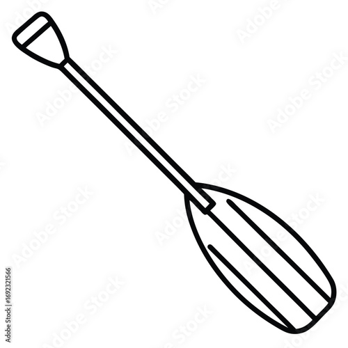 Simple Line Art Illustration of a Paddle for Kayaking and Water Sports