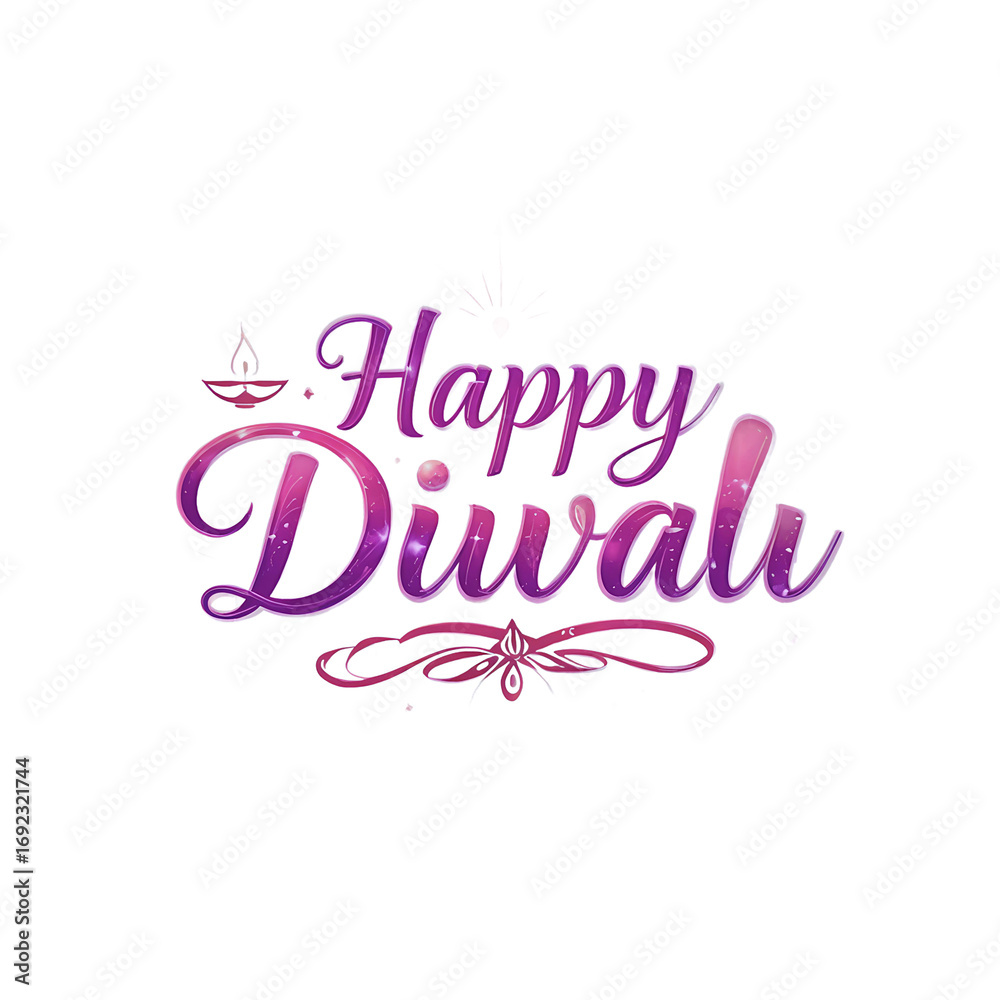Fototapeta premium Happy Diwali typography style text png 