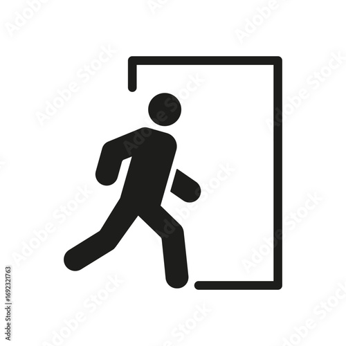 Exit Sign With Running Figure Solid Icon. Emergency Evacuation, Safety Guideline, And Quick Escape Route Silhouette Symbol. Fire Exit Notification. Isolated Vector Illustration