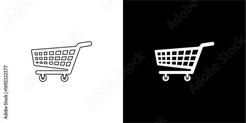 Simple black and white shopping cart icon.