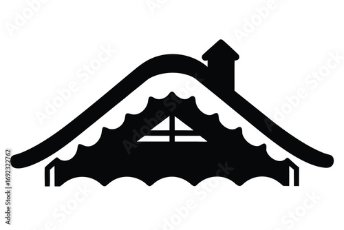 winter snow covered roof simple silhouette vector icon