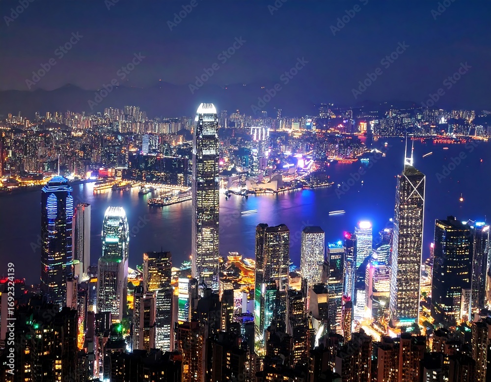 Obraz premium Hong Kong cityscape at night (1)