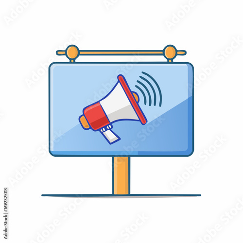Megaphone announcement on a digital billboard advertisement