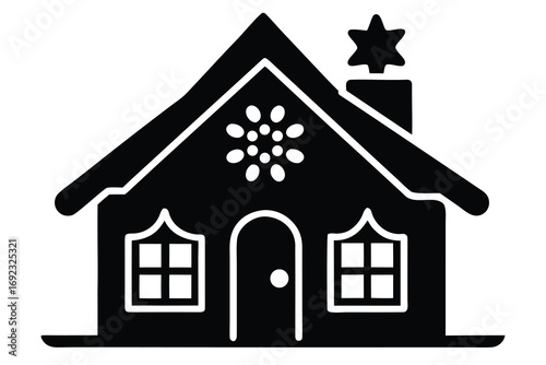 christmas gingerbread house simple silhouette vector icon