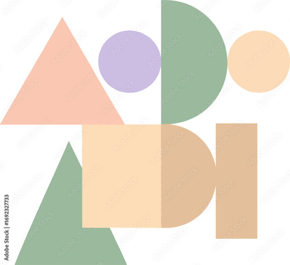 Fototapeta premium Abstract Geometric Shapes: Pastel Color Palette, Modern Minimalist Design, Playful Mood.