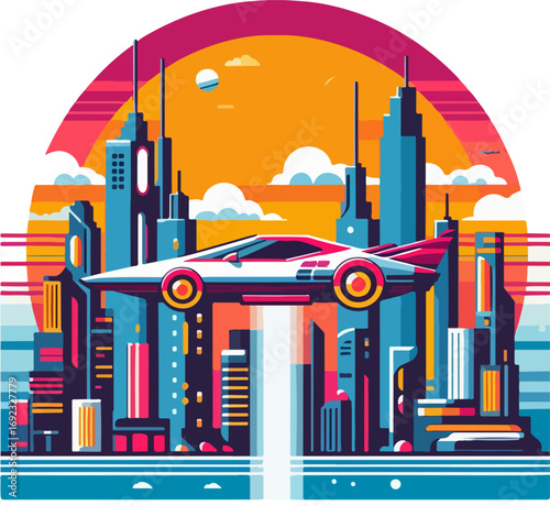 Futuristic_Flying_Vehicle_Soaring_Over_Cyberpunk_Cityscape_–_Retro_Wave,_Neo 