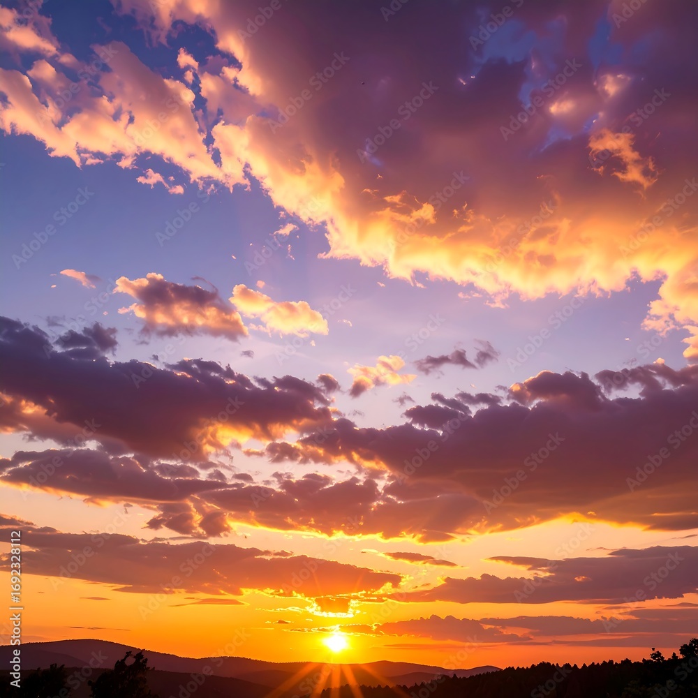 Fototapeta premium Sunset sky with vibrant clouds