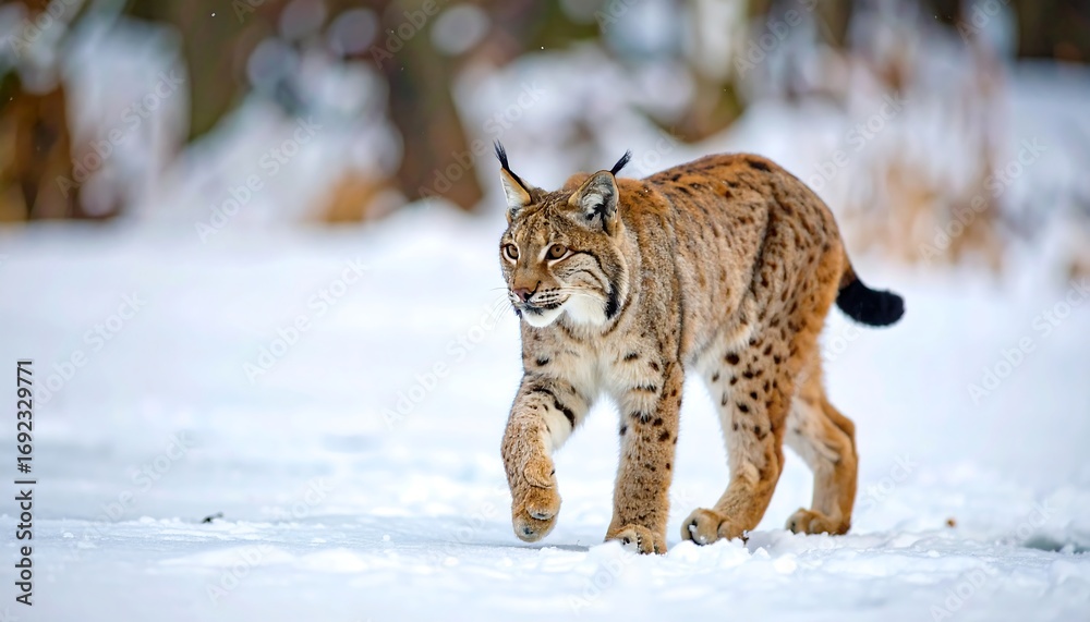 Naklejka premium Lynx in snowy forest (1)